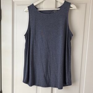 St. John's Bay Active Tank Top L Blue Heather Tulip Back Keyhole Sleeveless